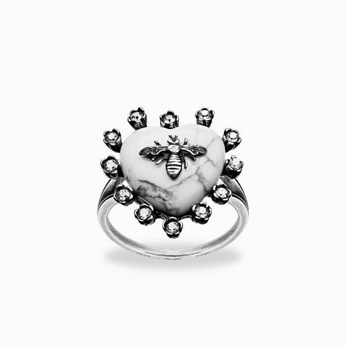 White ring in ged palladium finish metal