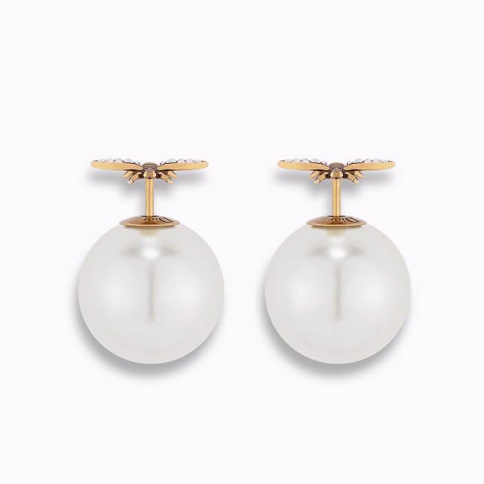 Brown earring in ged palladium finish metal