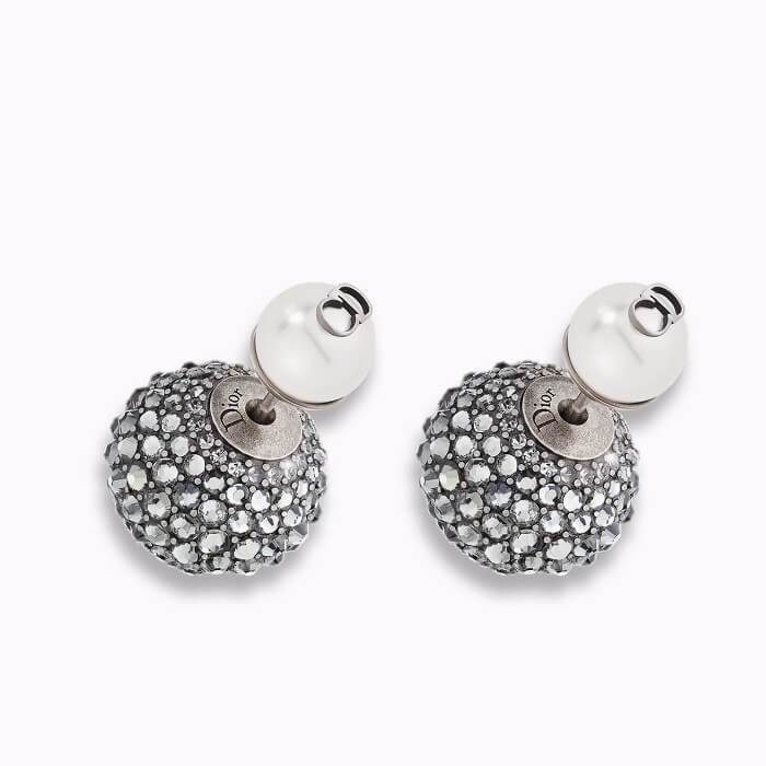 Red earring in ged palladium finish metal