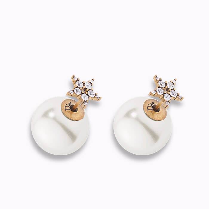 White earring in ged palladium finish metal